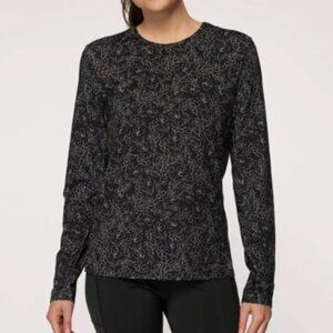 NWT Hang Ten Ladies Long Sleeve Floral Sun Protection Tee Shirt Black, size S